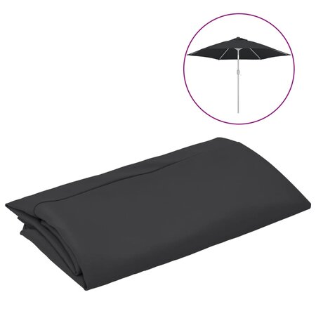 vidaXL Tissu de remplacement pour parasol d'extérieur Noir 300 cm