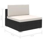 vidaXL Salon de jardin 8 Pièces avec coussins résine tressée noir
