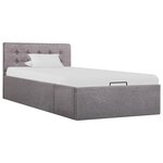 vidaXL Cadre de lit à stockage hydraulique Taupe Tissu 100x200 cm
