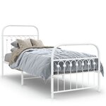 vidaXL Cadre de lit métal avec tête de lit/pied de lit blanc 75x190 cm