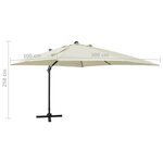 vidaXL Parasol déporté avec mât et lumières LED Sable 300 cm