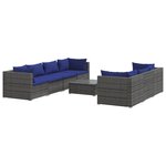 vidaXL Salon de jardin 8 Pièces avec coussins résine tressée gris