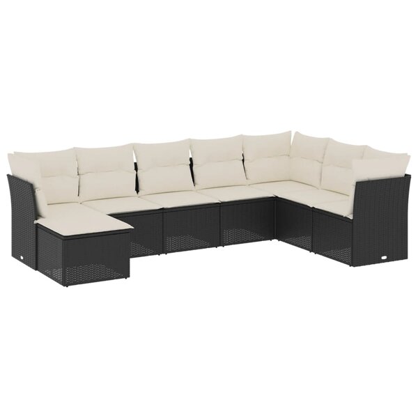 vidaXL Salon de jardin 8 Pièces avec coussins noir résine tressée