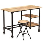 vidaXL Bureau avec tabouret pliant Bois de manguier massif 115x50x76cm