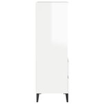 vidaXL Buffet haut Blanc brillant 40x36x110 cm Bois d'ingénierie