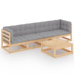 vidaXL Salon de jardin 5 Pièces avec coussins Bois de pin massif