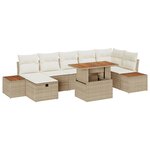 vidaXL Set de canapé de jardin 8 pièces avec coussins beige en rotin synthétique