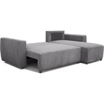 Canapé d'angle convertible réversible 3-4 places - velours côtelé Anthracite - Coffre de rangement - 224 x 155 x 85 cm
