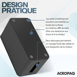 ACROPAQ Boîte Cache Câble S (23 x 12 x 11 cm)- Cache Multiprise  Boîte Rangement Câble- Boîte Multiprise- Polystyrène-Noir