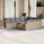 vidaXL Salon de jardin 11 Pièces avec coussins beige résine tressée