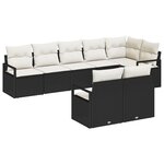 vidaXL Ensemble Canapé de Jardin de 8 Pièces avec Coussins Noir Poly Rattan