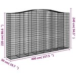 vidaXL Paniers à gabions arqués 4 Pièces 400x50x220/240 cm Fer galvanisé