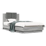 vidaXL Cadre de lit tête de lit et lumières LED sonoma gris 75x190 cm