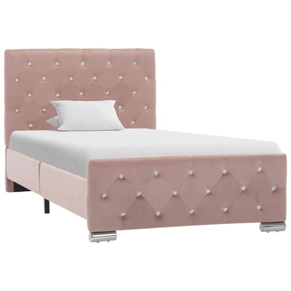vidaXL Cadre de lit Rose Velours 90x200 cm