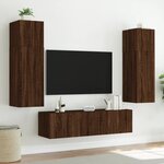 vidaXL Meuble TV mural avec lumières LED chêne marron 80x35x31 cm