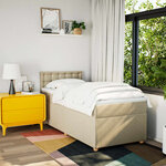 vidaXL Sommier à lattes de lit avec matelas Crème 90x200 cm Tissu