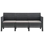vidaXL Salon de jardin 3 Pièces avec coussins PP Rotin Anthracite