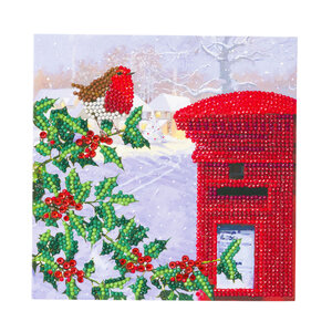 Kit carte broderie diamant 18x18cm Rossignol hiver
