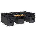 vidaXL Salon de jardin 10 Pièces avec coussins noir résine tressée