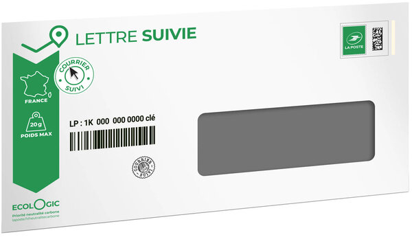 Prêt-à-Poster - Lettre verte suivie - 20g  - Enveloppe à fenêtre à l'unité 