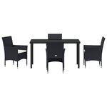 vidaXL Ensemble de repas de jardin 5 pièces Noir Rattan poly