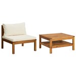 vidaXL Ensemble de canapés 2 Pièces et coussins blanc crème Acacia solide