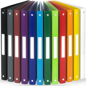 ACROPAQ 12x Classeur A4- 4 Anneaux- Dos 2 5 cm pour 100 feuilles- Étiquettes de Dos- PP- Souple- Résisitants à l'eau- Couleur Nature