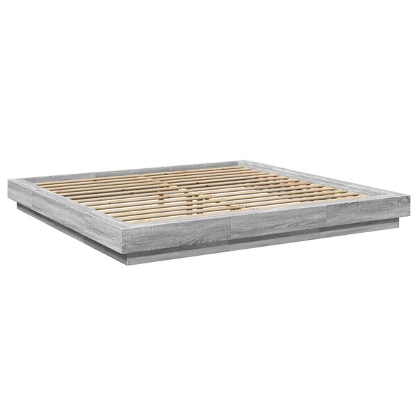 vidaXL Cadre de lit sonoma gris 200x200 cm bois d'ingénierie