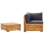 vidaXL Salon de jardin 2 Pièces avec coussins Bois d'acacia solide