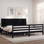 vidaXL Cadre de lit avec tête de lit noir 200x200 cm bois massif