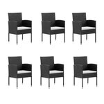vidaXL Ensemble à manger de jardin coussins 7Pièces Noir Résine tressée