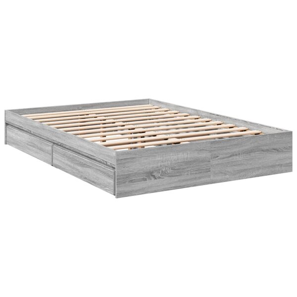 vidaXL Cadre de lit et tiroirs sonoma gris 140x200cm bois d'ingénierie