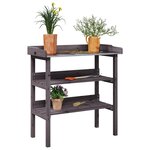 vidaXL Table à plantes avec étagères gris 78x38x82 5 cm bois de sapin