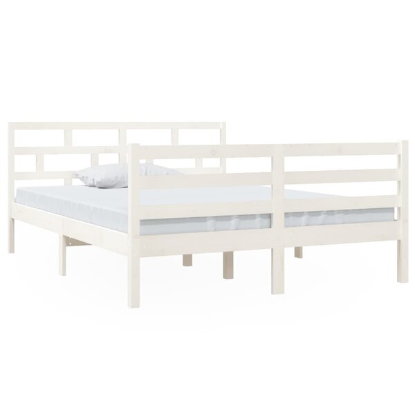 vidaXL Cadre de lit Blanc Bois massif 140x190 cm