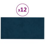 vidaXL Panneaux muraux 12 Pièces Bleu 30x15 cm Velours 0 54 m²