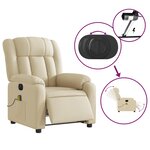vidaXL Fauteuil inclinable de massage électrique crème tissu