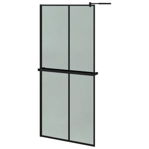 vidaXL Paroi de douche avec étagère Noir 90x195 cm Verre ESG&Aluminium