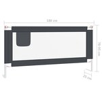 vidaXL Barrière de sécurité de lit d'enfant Gris foncé 180x25 cm Tissu