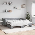 vidaXL Lit de jour avec gigogne et matelas gris clair 90x190 cm tissu