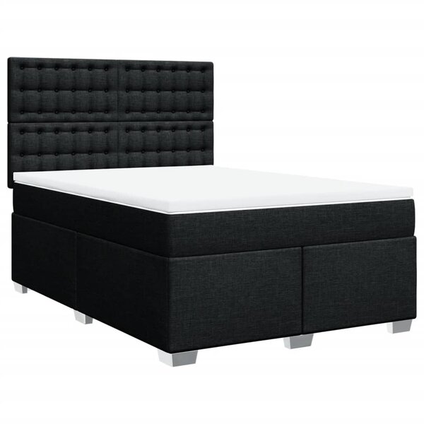 vidaXL Sommier à lattes de lit avec matelas Noir 160x200 cm Tissu