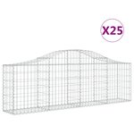 vidaXL Paniers à gabions arqués 25 Pièces 200x30x60/80 cm Fer galvanisé