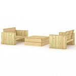 vidaXL Salon de jardin 3 Pièces Bois massif de pin imprégné