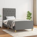 vidaXL Cadre de lit avec tête de lit Gris foncé 100x200 cm Tissu
