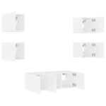 vidaXL Unités murales TV avec LED 6 Pièces blanc bois d'ingénierie