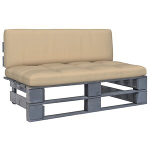 vidaXL Canapé central palette de jardin Gris Bois de pin imprégné