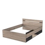 Michigan Lit adulte 140 x 190 cm - 2 tiroirs et 1 niche - Industriel - chêne brossé et noir