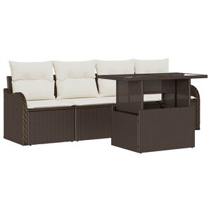 vidaXL Ensemble de canapé de jardin 5 Pièces Marron 100 x 55 x 73 cm