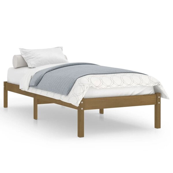 vidaXL Cadre de lit Marron miel Bois de pin massif 100x200 cm