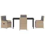 Ensemble salle à manger jardin 5 pièces Beige Rattan Synthétique