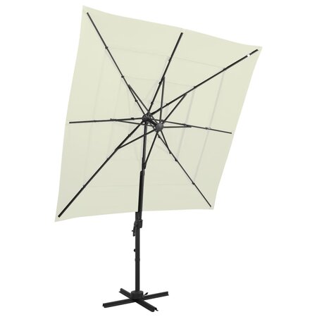 vidaXL Parasol à 4 niveaux avec mât en aluminium Sable 250x250 cm